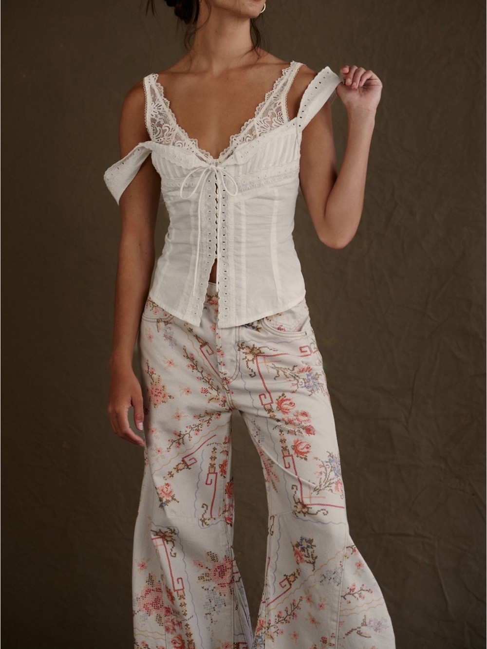 We the free Eden embroidered print slouchy pants